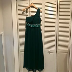 Ever Pretty One Shoulder Green Sequin Formal Dress